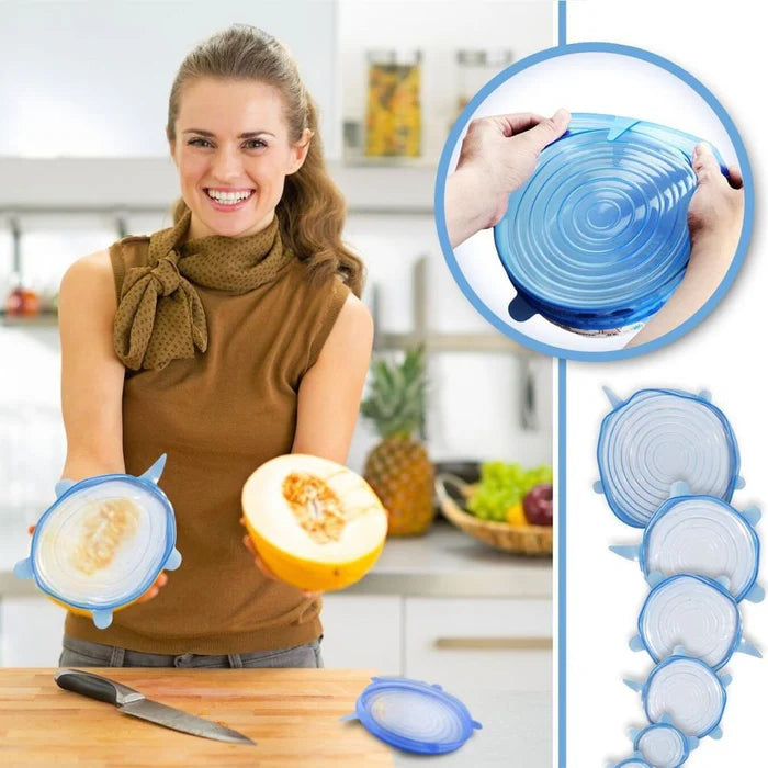 Tampas de Silicone Universal para Cozinha - Kit com 6 Peças